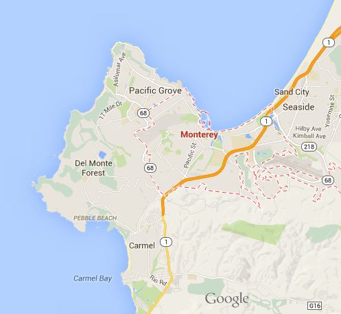 The quick route would be to stay on Hwy 1 from Seaside, but it's much more fun to loop around into Montery and follow 17 Mile Drive.