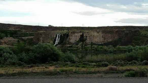 Riding past a geothermal hot springs resort in Hagerman, Idaho.