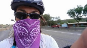 My get-up for getting through clouds of itty biity bugs. Midges? Gnats? I don't know what they're called.