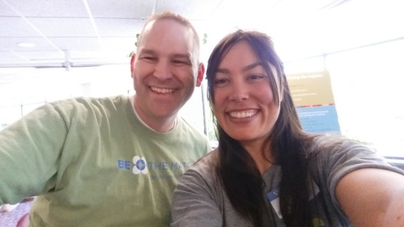 John and me manning the Be the Match table at the O.C. Tanner health fair.